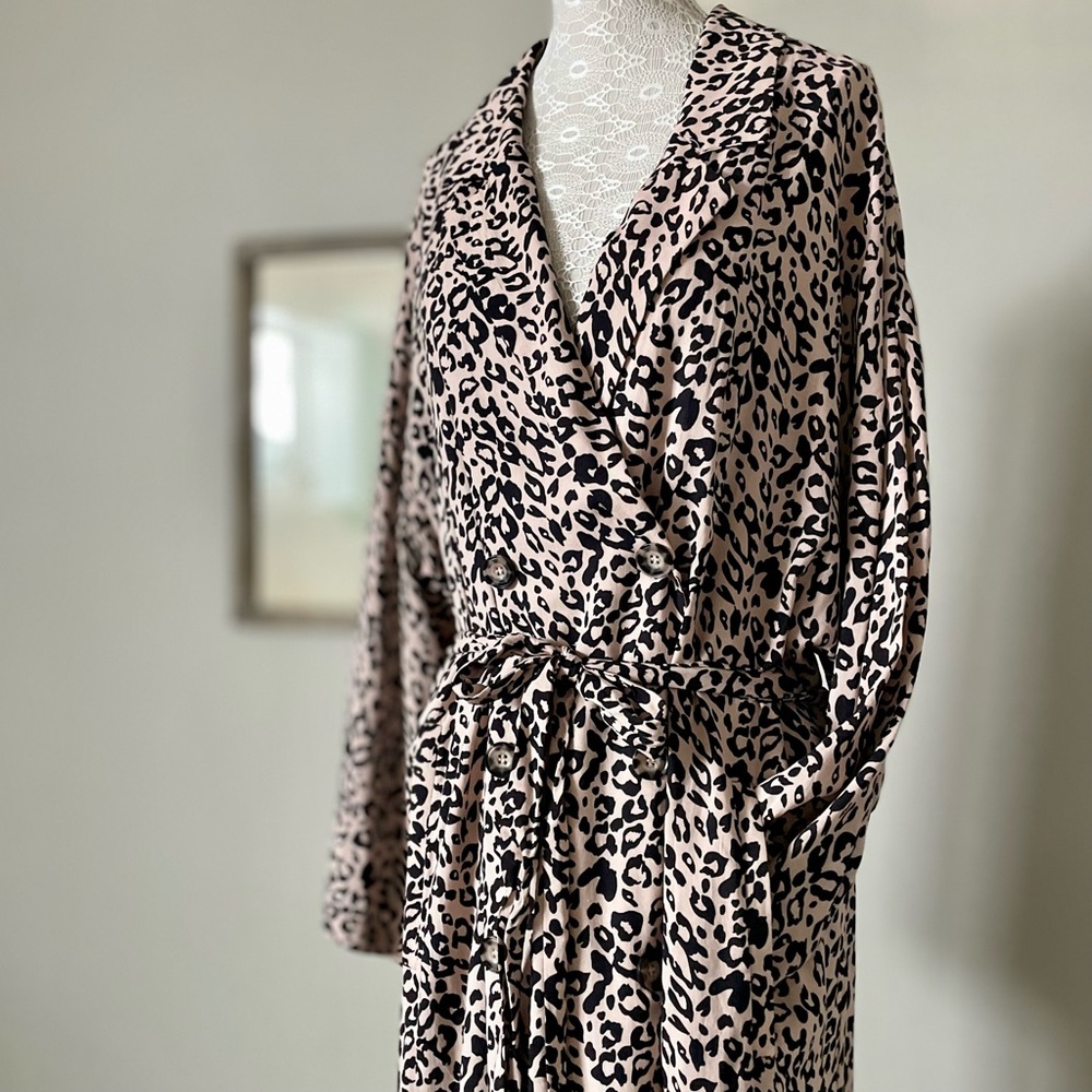 Carly Jean Los Angeles leopard print rayon shirt dress